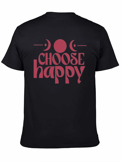 Camiseta Negra Choose Happy con Diseño de Fases Lunares