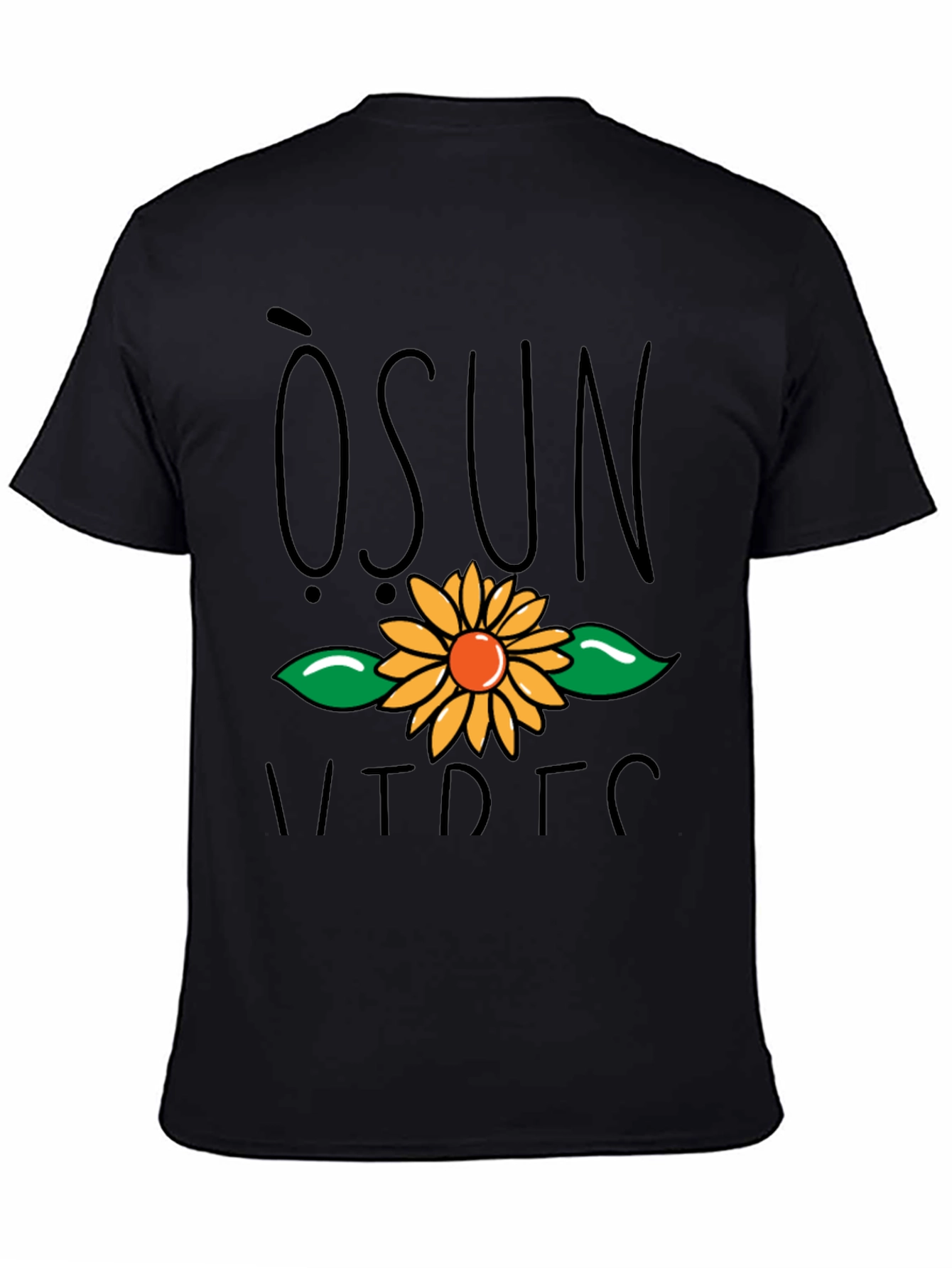 Camiseta Negra con Diseño Floral - Moda Casual