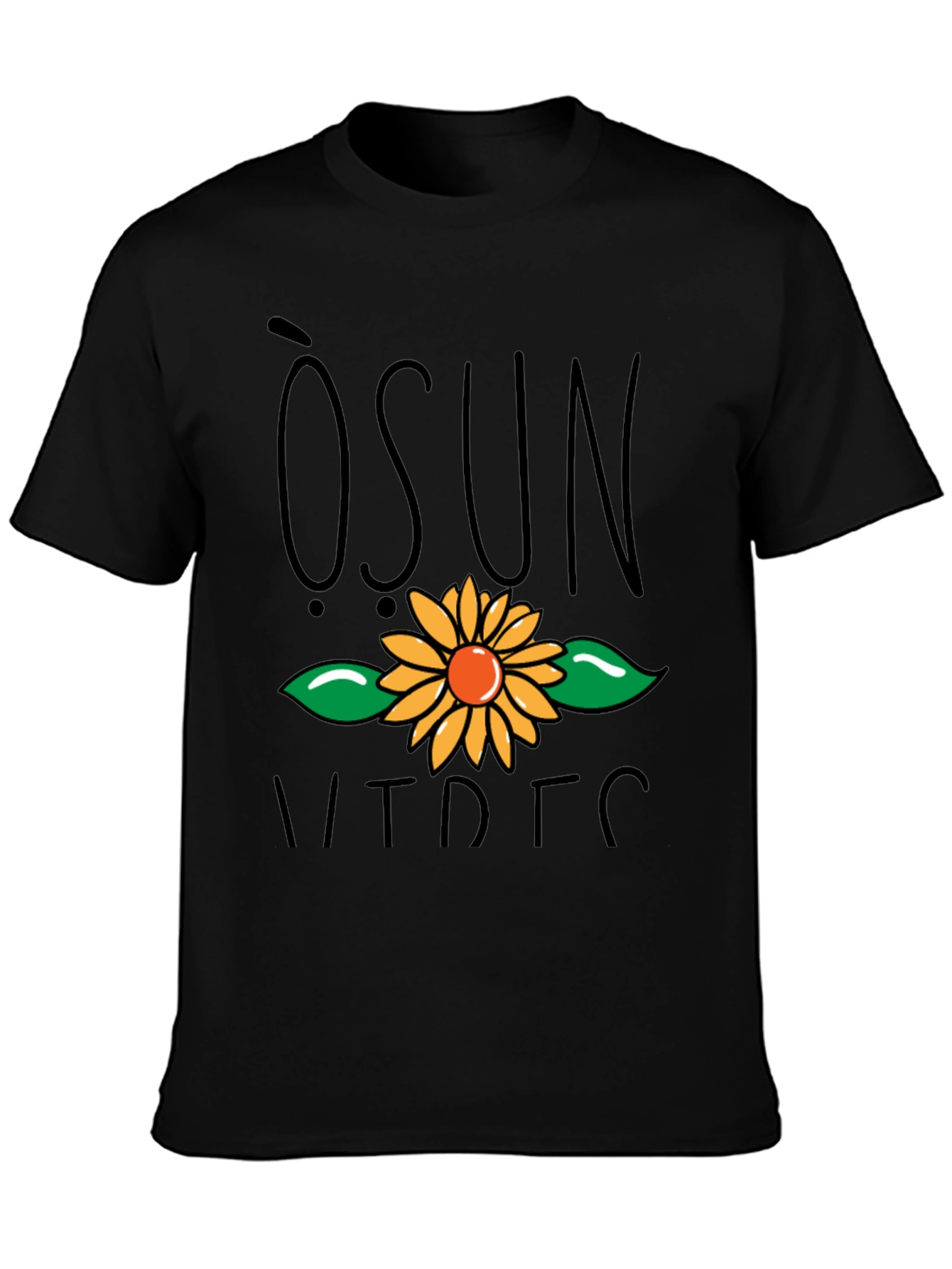 Camiseta Negra con Diseño Floral - Moda Casual