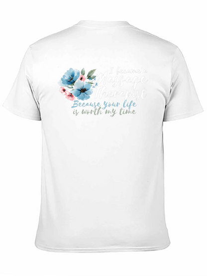 Camiseta Negra Masajista con Flores
