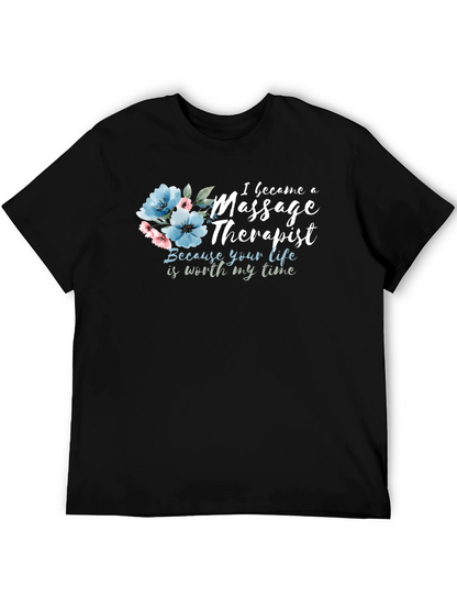 Camiseta Negra Masajista con Flores