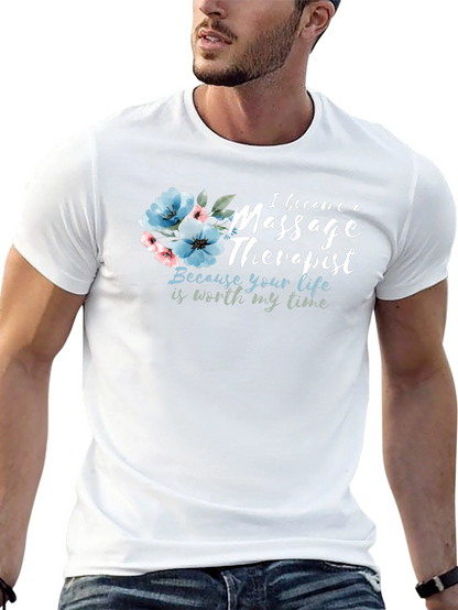 Camiseta Negra Masajista con Flores