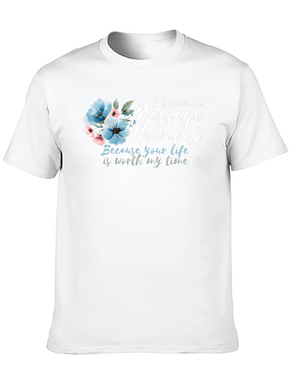 Camiseta Negra Masajista con Flores