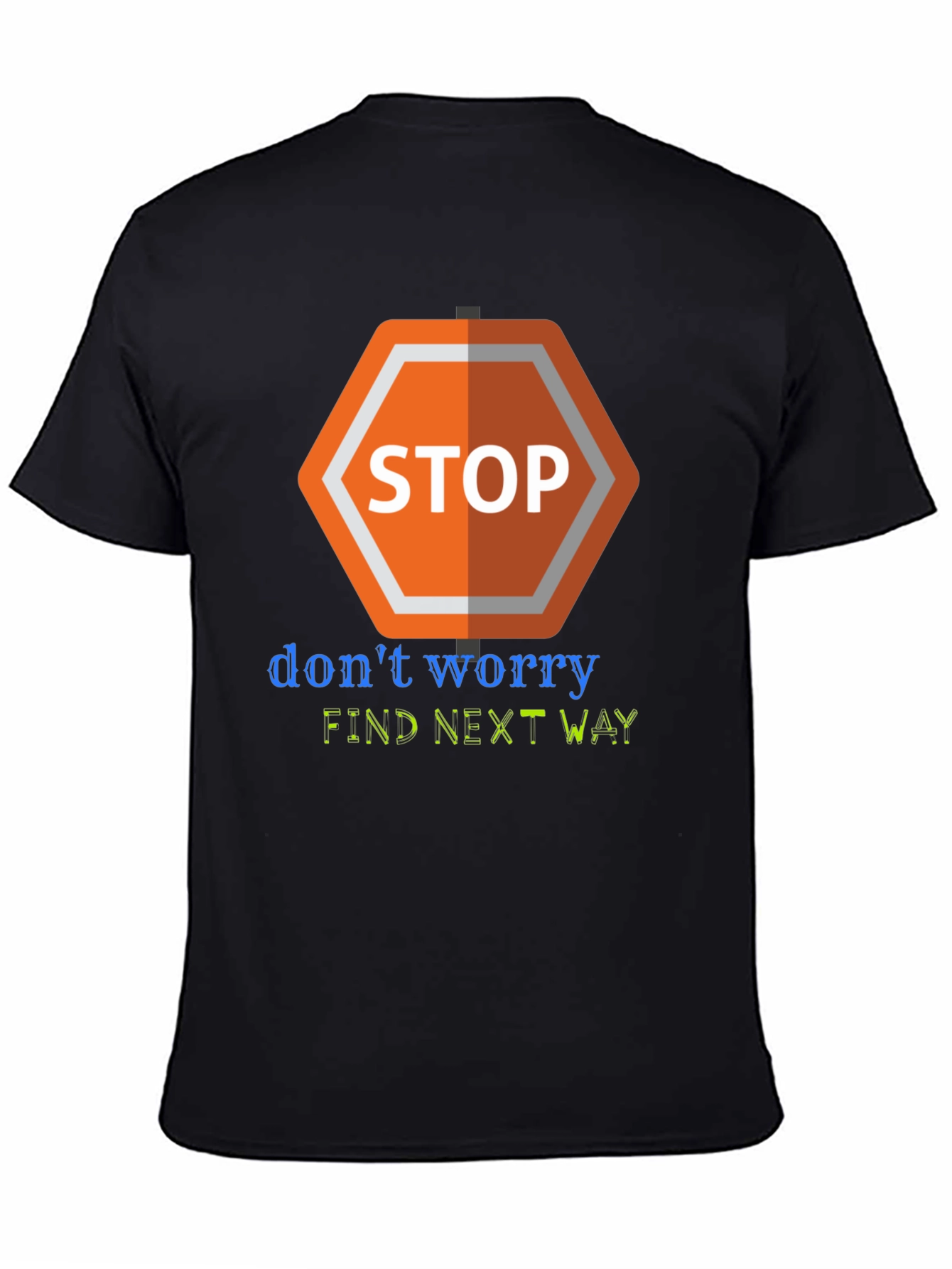 Camiseta Negra con Diseño Stop Worry