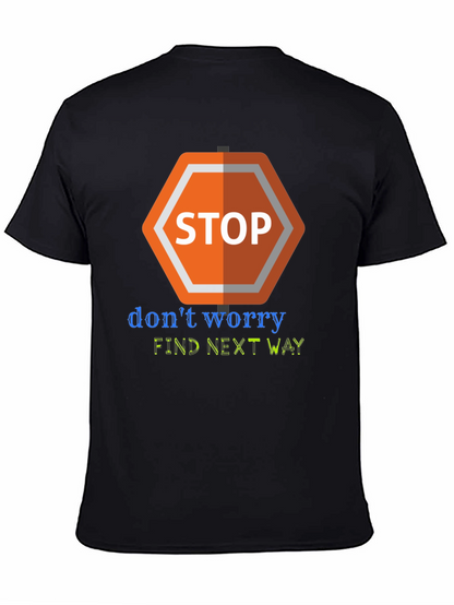 Camiseta Negra con Diseño Stop Worry