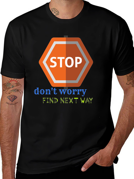 Camiseta Negra con Diseño Stop Worry
