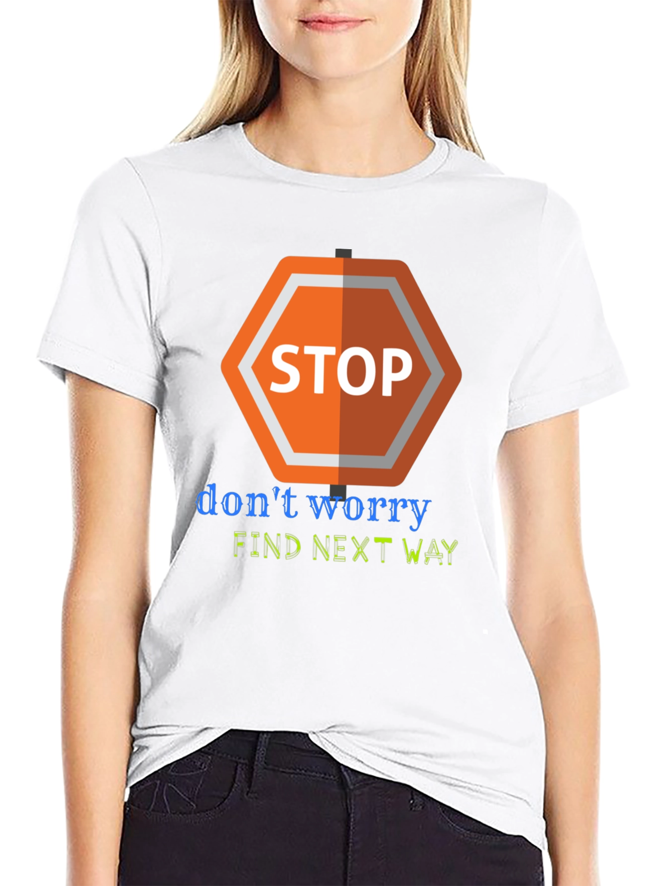 Camiseta Negra con Diseño Stop Worry