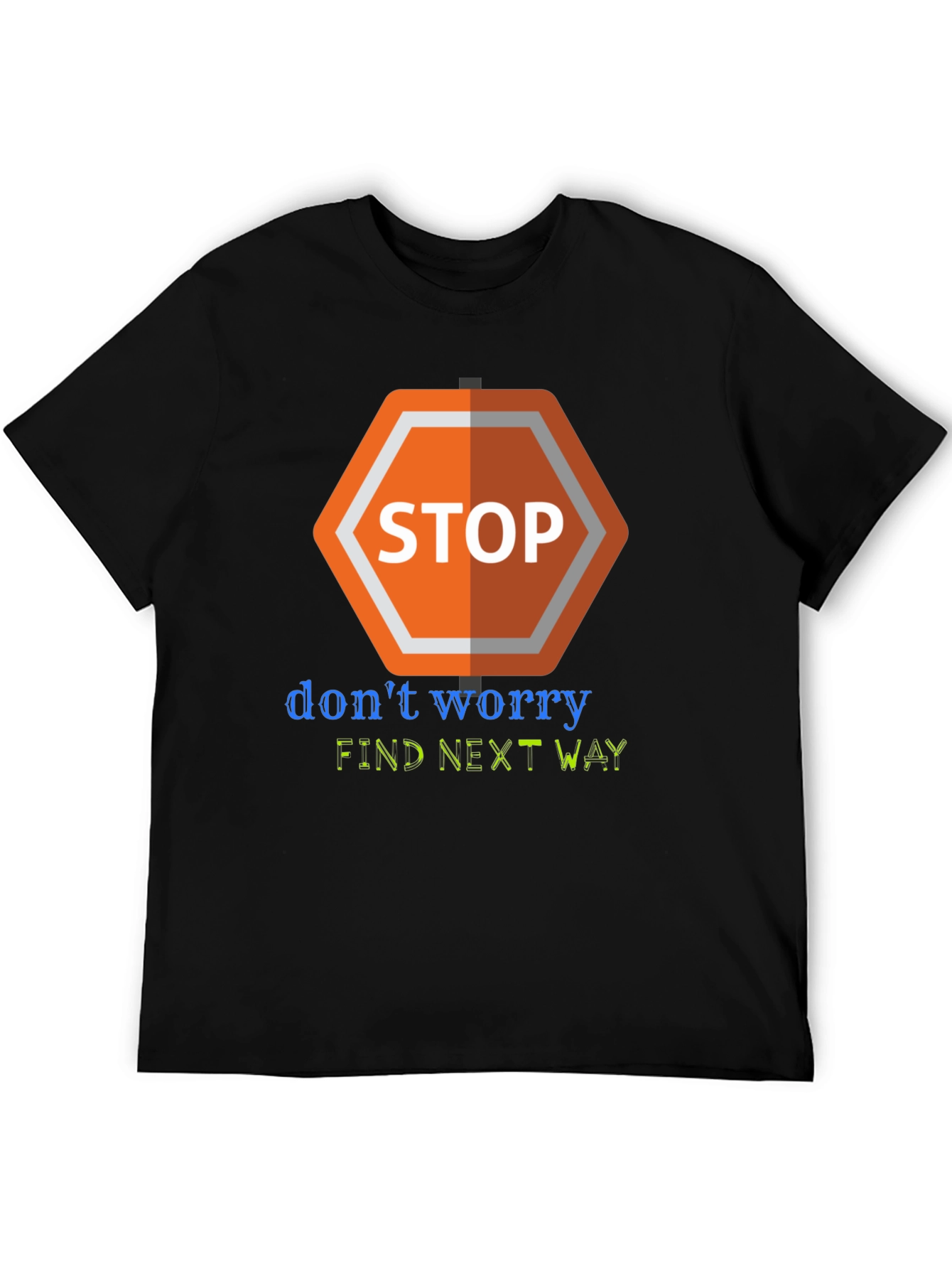 Camiseta Negra con Diseño Stop Worry