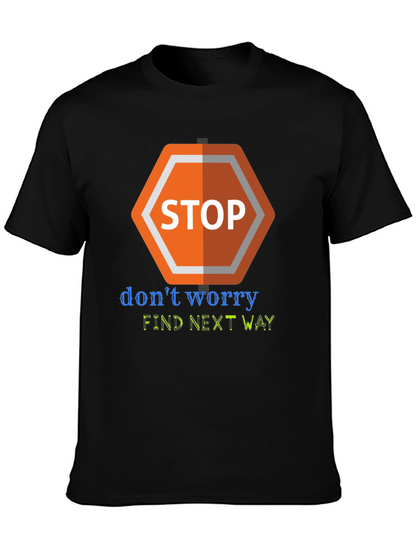 Camiseta Negra con Diseño Stop Worry