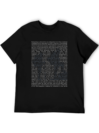Camiseta Negra con Texto sobre Mochileros