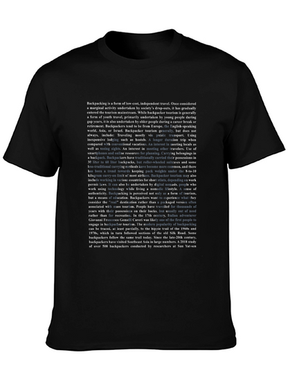 Camiseta Negra con Texto sobre Mochileros