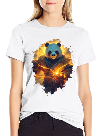 Camiseta Negra con Panda Guerrero