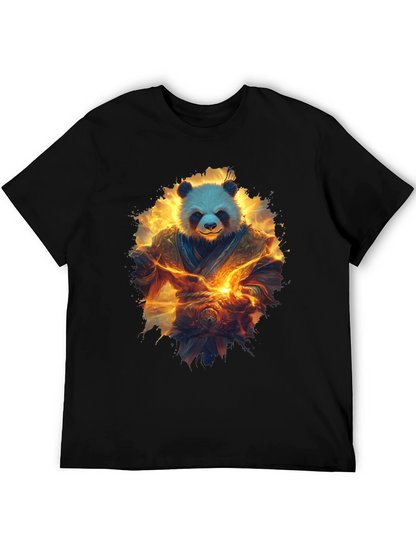 Camiseta Negra con Panda Guerrero