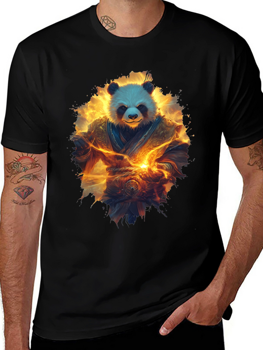 Camiseta Negra con Panda Guerrero