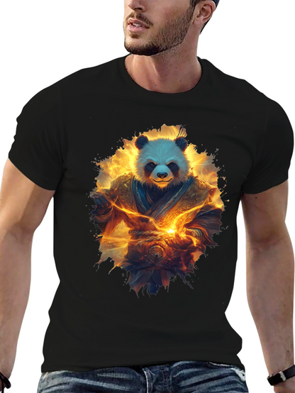 Camiseta Negra con Panda Guerrero