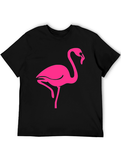 Camiseta Negra con Flamenco Rosa