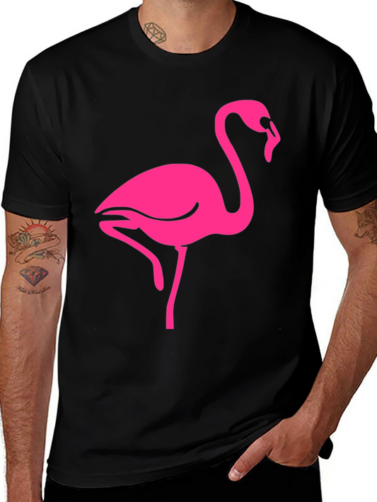 Camiseta Negra con Flamenco Rosa