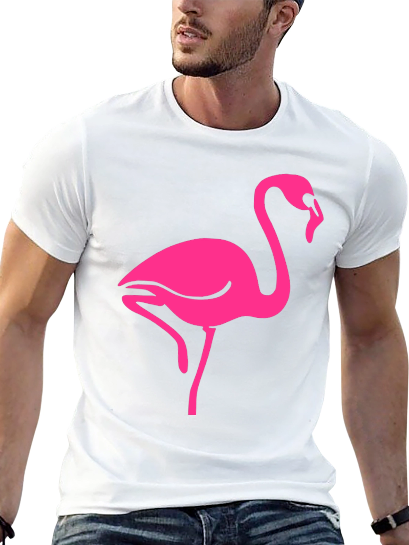 Camiseta Negra con Flamenco Rosa