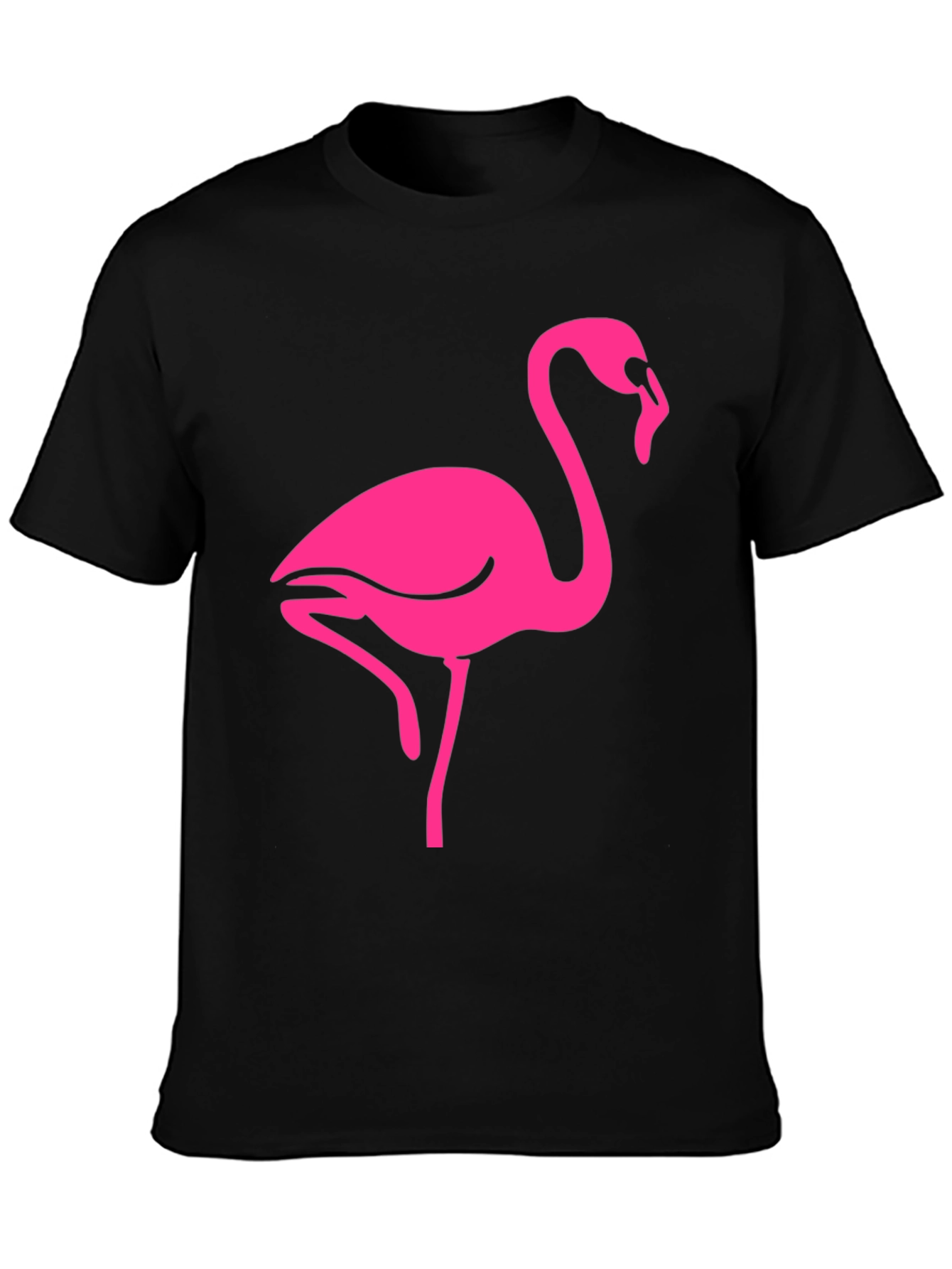 Camiseta Negra con Flamenco Rosa