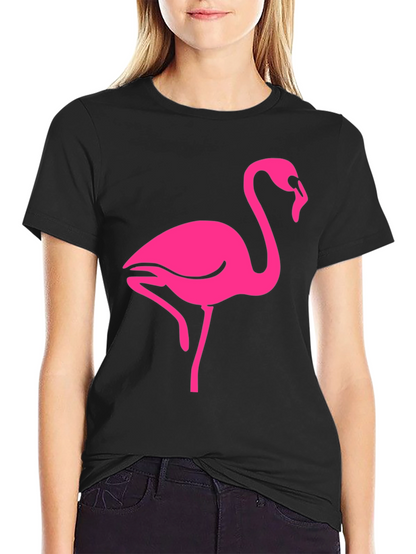 Camiseta Negra con Flamenco Rosa