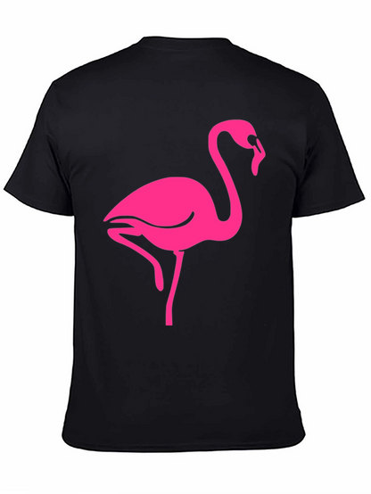 Camiseta Negra con Flamenco Rosa
