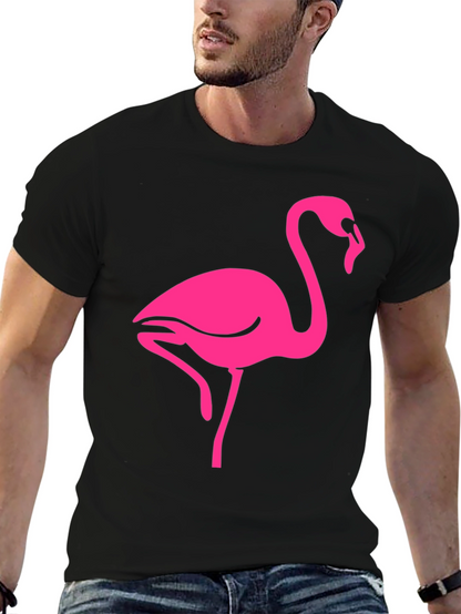 Camiseta Negra con Flamenco Rosa