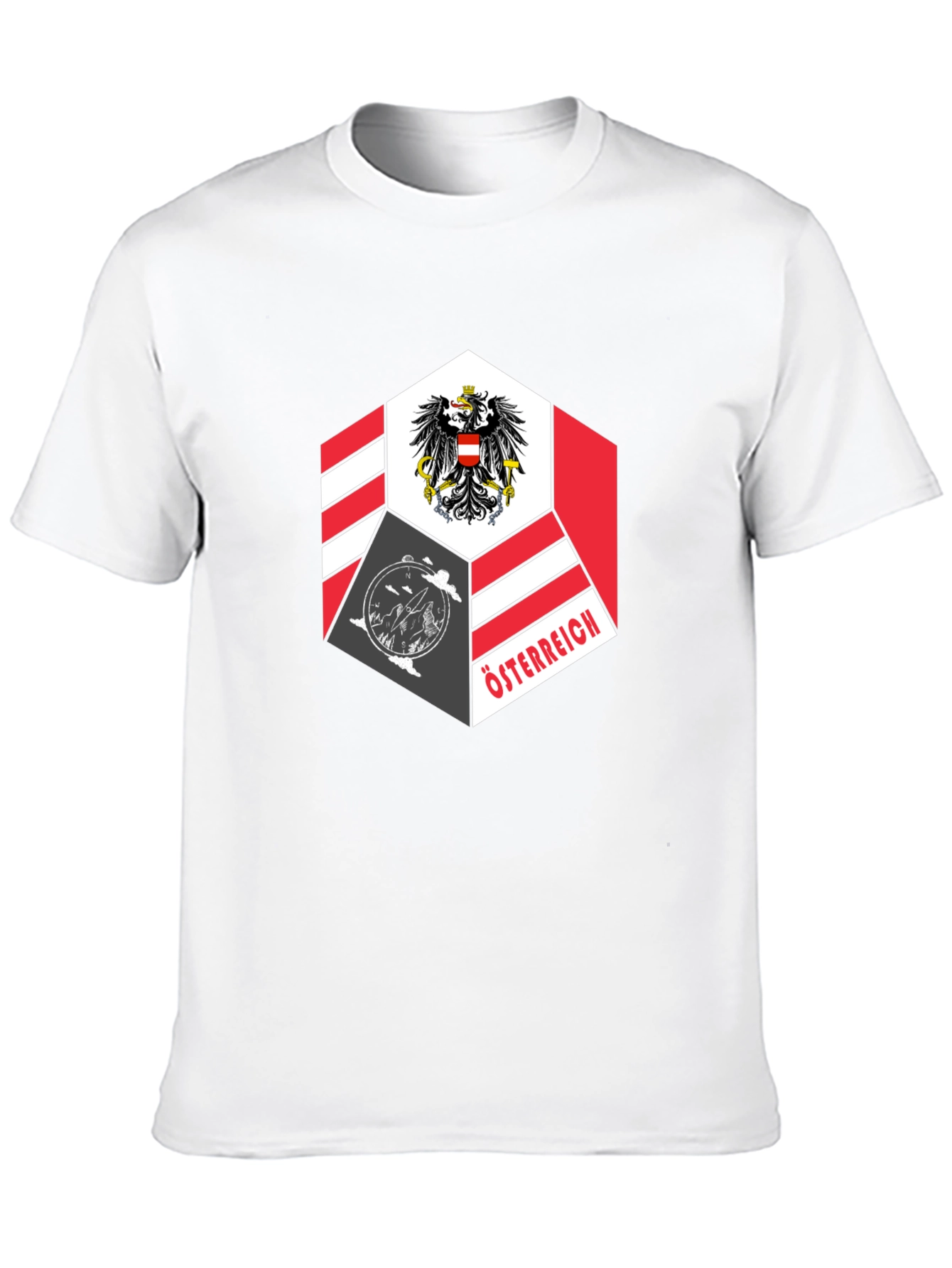 Camiseta Negra Diseño Austria Hexagonal Hombre