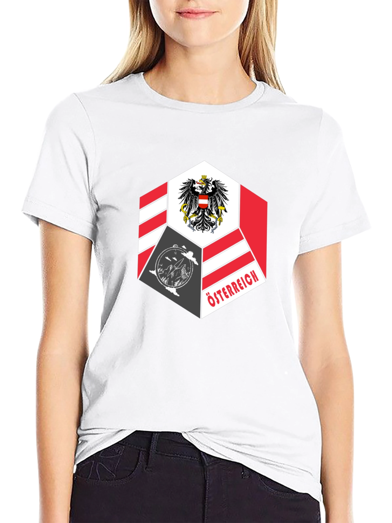 Camiseta Negra Diseño Austria Hexagonal Hombre
