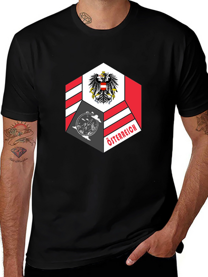Camiseta Negra Diseño Austria Hexagonal Hombre
