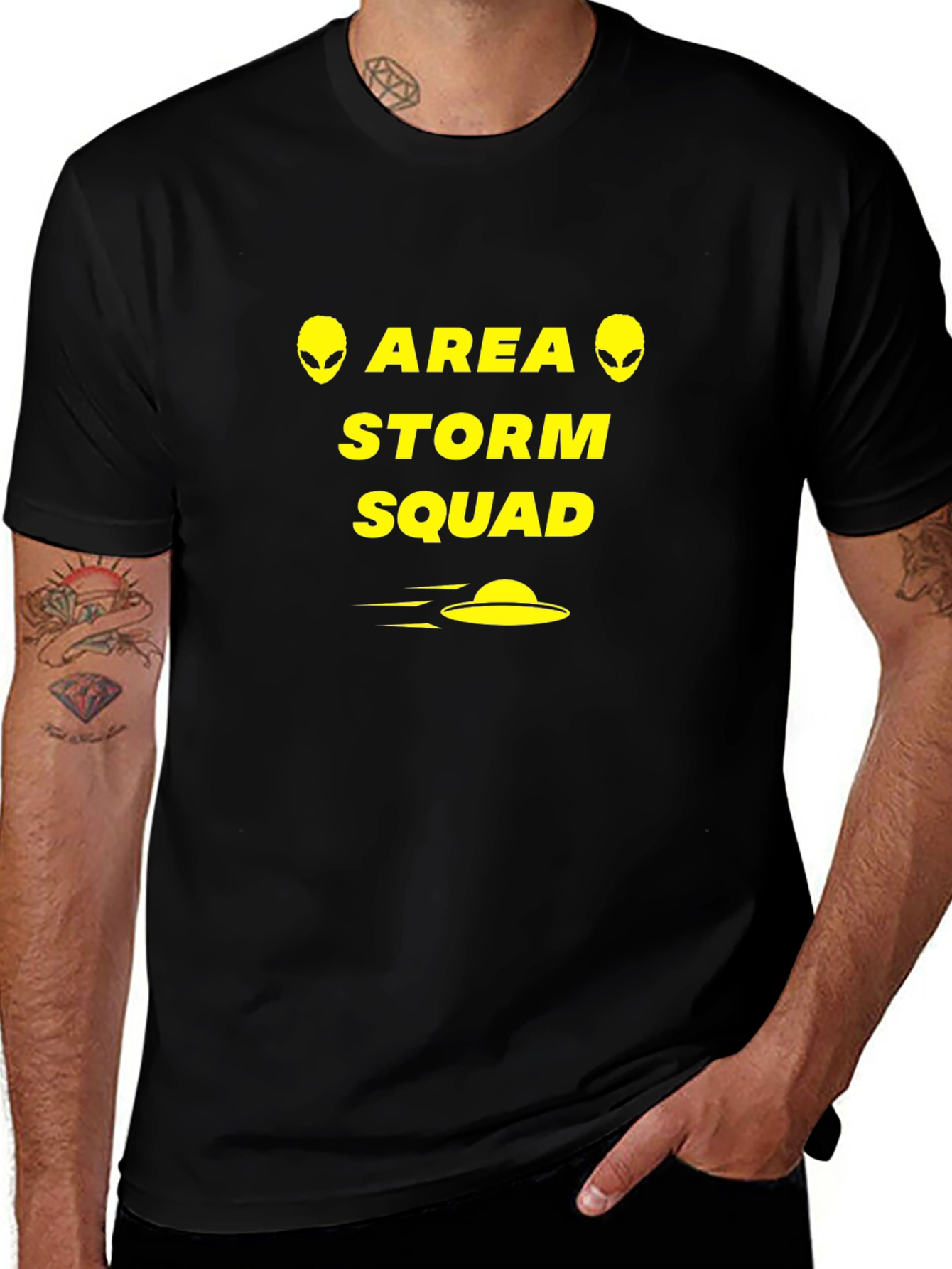 Camiseta Negra Área Storm Squad Aliens OVNI