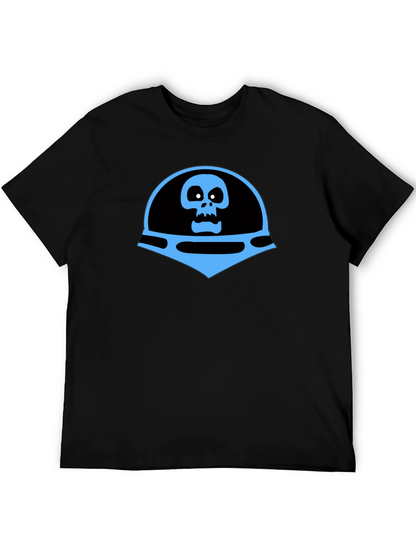 Camiseta Negra con Diseño de Calavera Azul Espacial