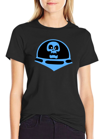 Camiseta Negra con Diseño de Calavera Azul Espacial