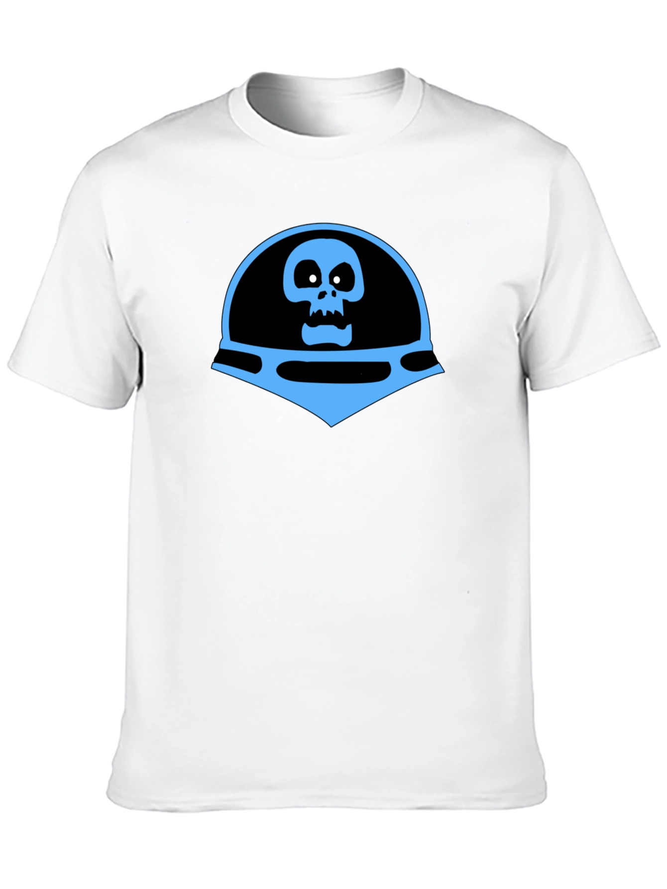 Camiseta Negra con Diseño de Calavera Azul Espacial