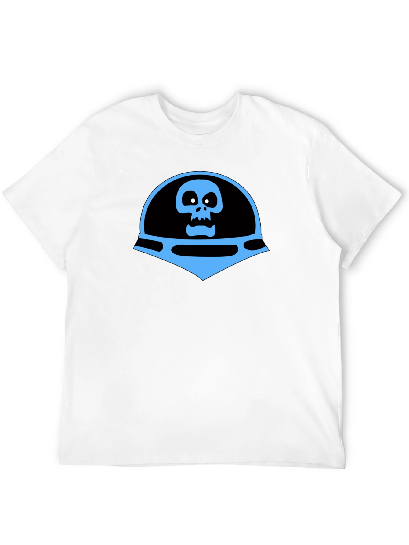 Camiseta Negra con Diseño de Calavera Azul Espacial