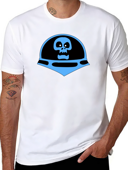 Camiseta Negra con Diseño de Calavera Azul Espacial