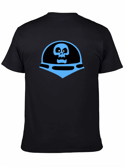 Camiseta Negra con Diseño de Calavera Azul Espacial