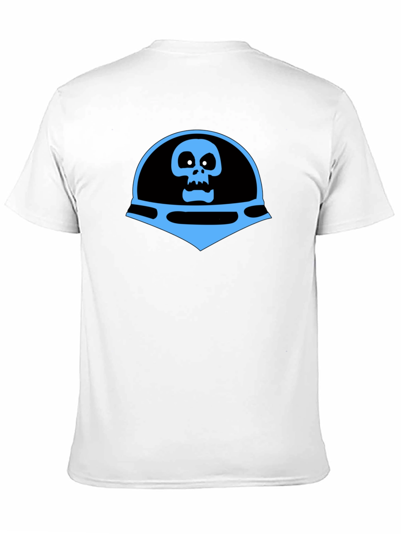Camiseta Negra con Diseño de Calavera Azul Espacial