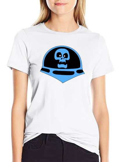 Camiseta Negra con Diseño de Calavera Azul Espacial