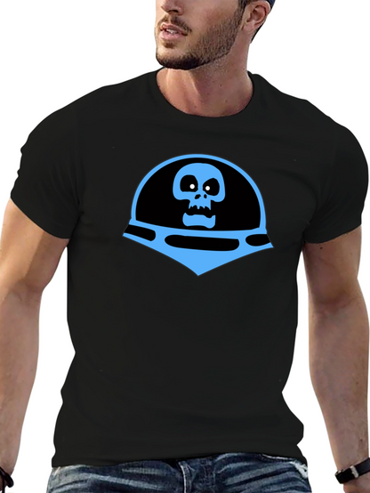 Camiseta Negra con Diseño de Calavera Azul Espacial