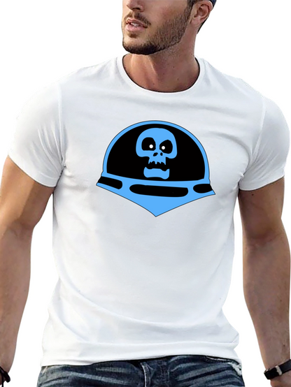 Camiseta Negra con Diseño de Calavera Azul Espacial