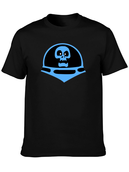 Camiseta Negra con Diseño de Calavera Azul Espacial