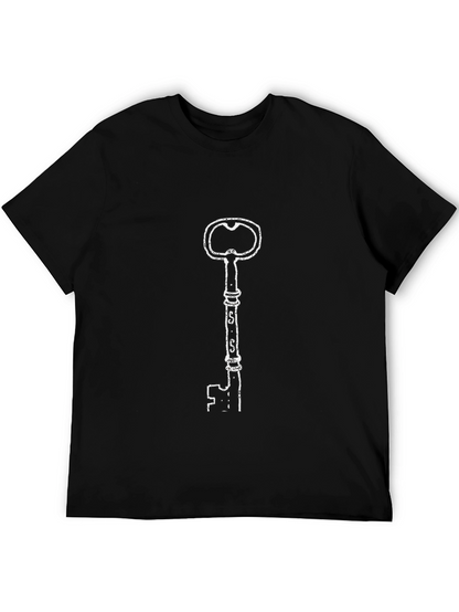 Camiseta Negra con Diseño de Llave Antigua