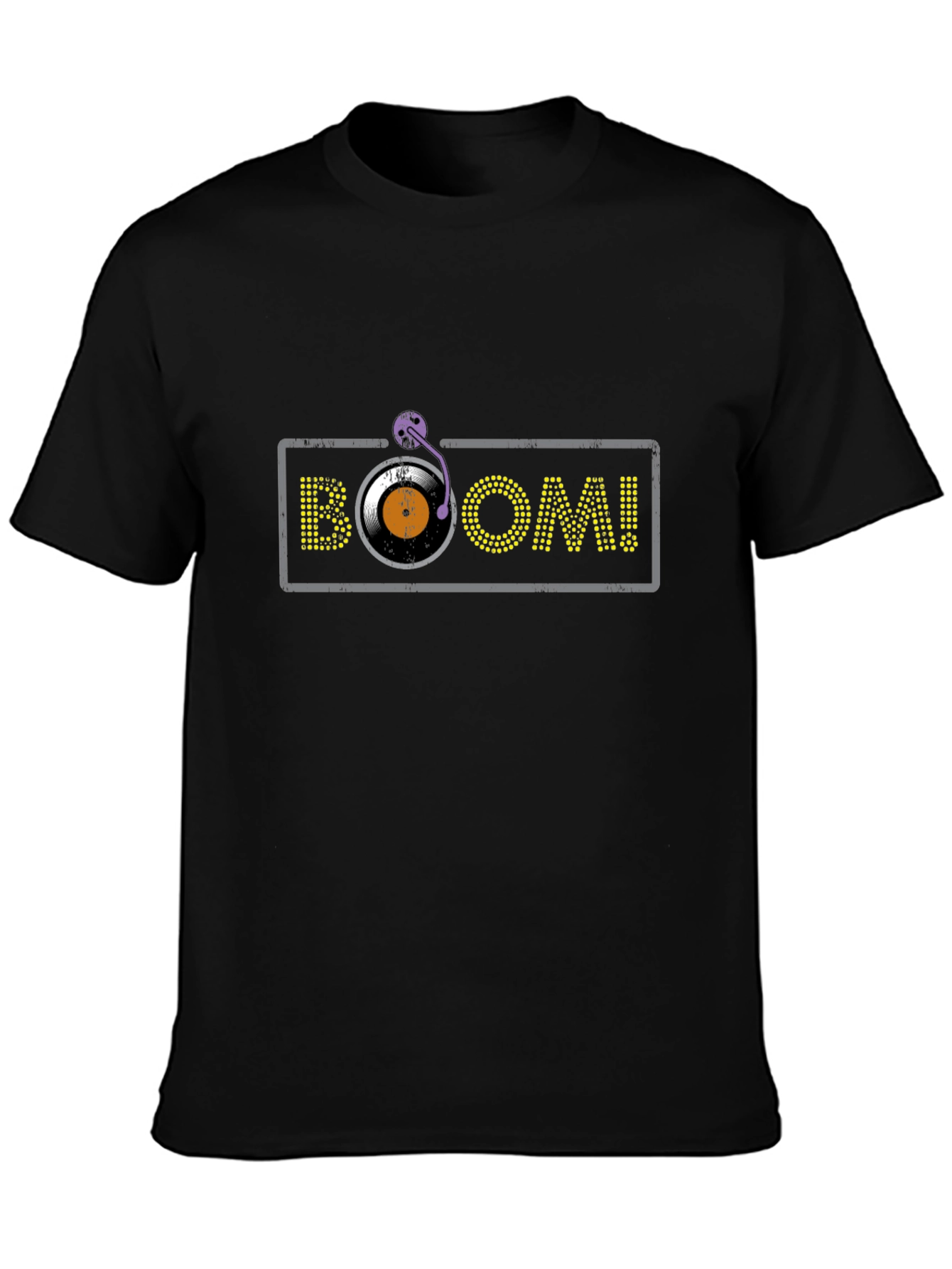 Camiseta Negra con Diseño BOOM! de Vinilo