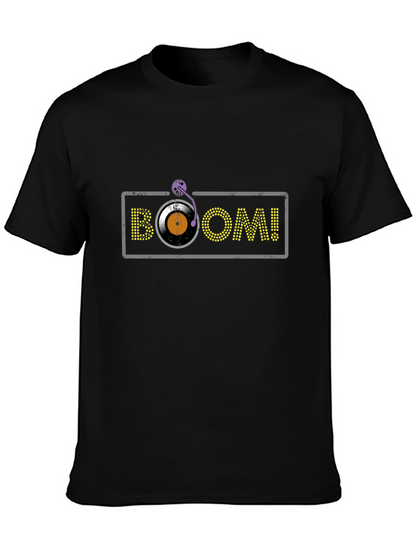 Camiseta Negra con Diseño BOOM! de Vinilo
