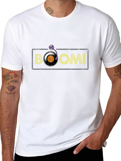 Camiseta Negra con Diseño BOOM! de Vinilo