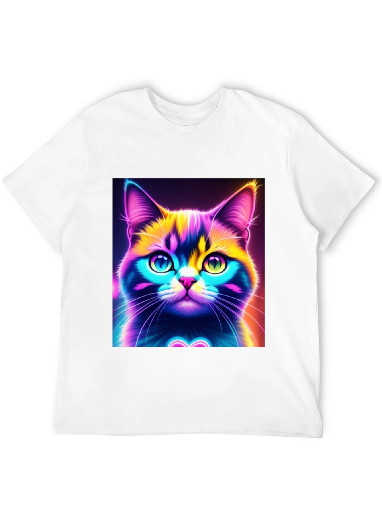 Camiseta Negra con Diseño de Gato Neón
