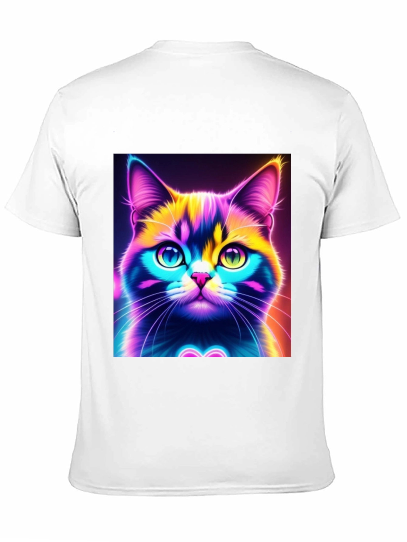 Camiseta Negra con Diseño de Gato Neón