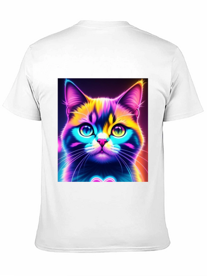 Camiseta Negra con Diseño de Gato Neón