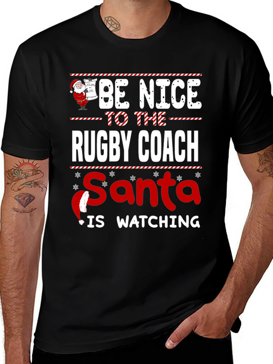 Camiseta Divertida Sé Bueno con el Entrenador de Rugby