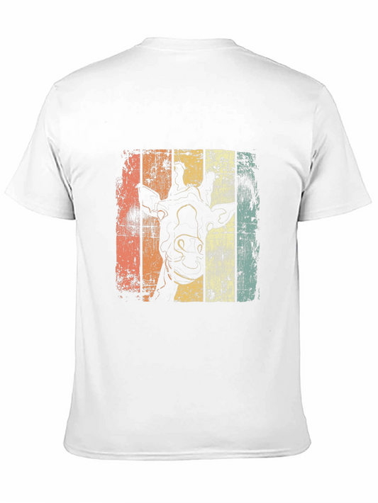 Camiseta Negra Vintage con Diseño de Jirafa Retro